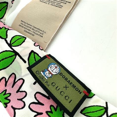 doraemon x gucci silk neck bow|Gucci x DORAEMON collaboration ribbon scarf silk neck .